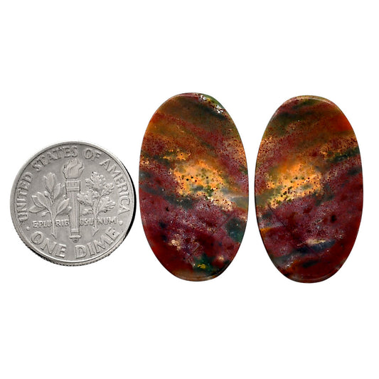 Blood Stone Pair 15.5x26.7x4.5 mm Oval Shape Polished Gemstone LS32-04534