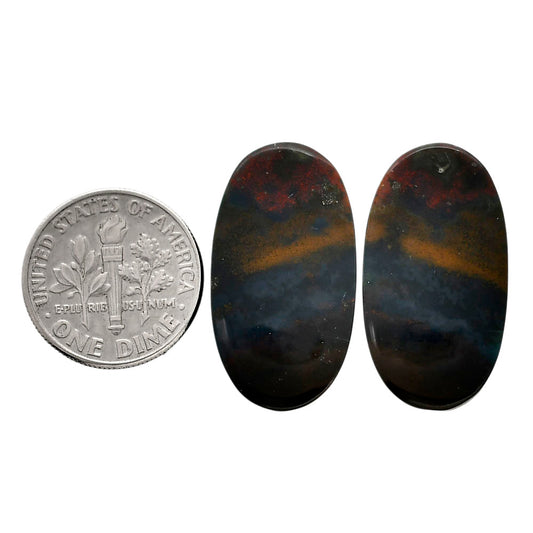 Blood Stone Pair 14.3x26.3x4.5 mm Oval Shape Polished Gemstone LS32-04544