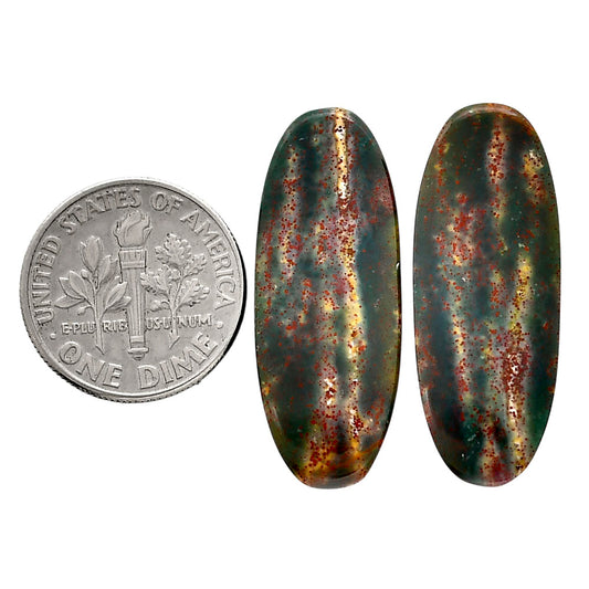 Blood Stone Pair 11.6x30.3x4.5 mm Oval Shape Polished Gemstone LS32-04545