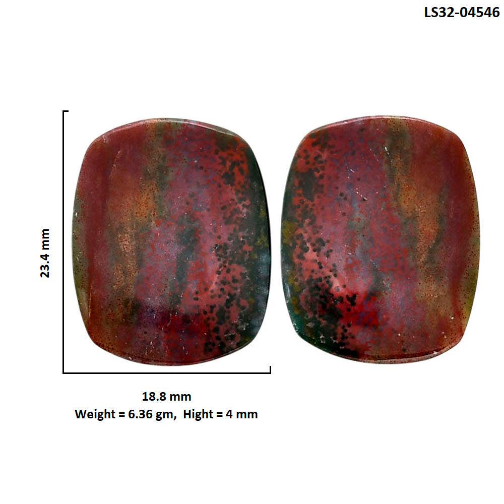 Blood Stone Pair 18.8x23.4x4 mm Cushion Shape Polished Gemstone LS32-04546