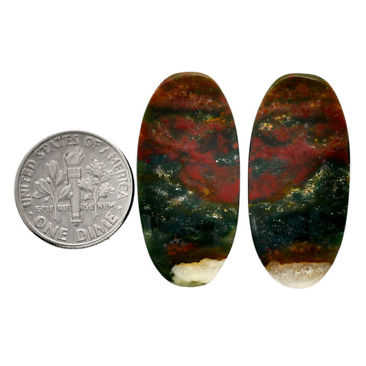 Blood Stone Pair 15.2x31.9x4.4 mm Oval Shape Polished Gemstone LS32-04550