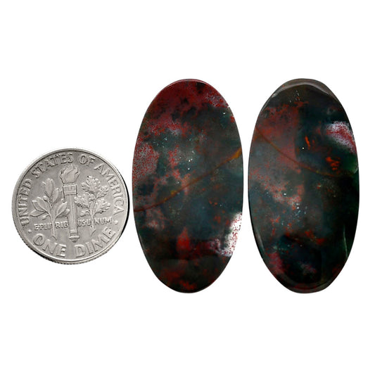 Blood Stone Pair 16.9x32.7x4 mm Oval Shape Polished Gemstone LS32-04551