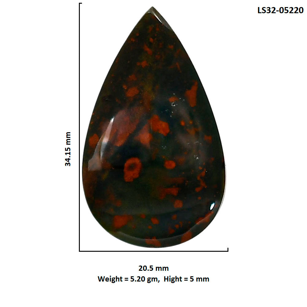 Blood Stone 20.5x34.15x5 mm Pear Shape Polished Gemstone LS32-05220