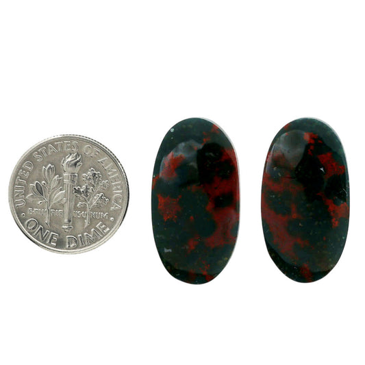 Blood Stone Pair 13.1x24.6x4 mm Oval Shape Polished Gemstone LS32-06968