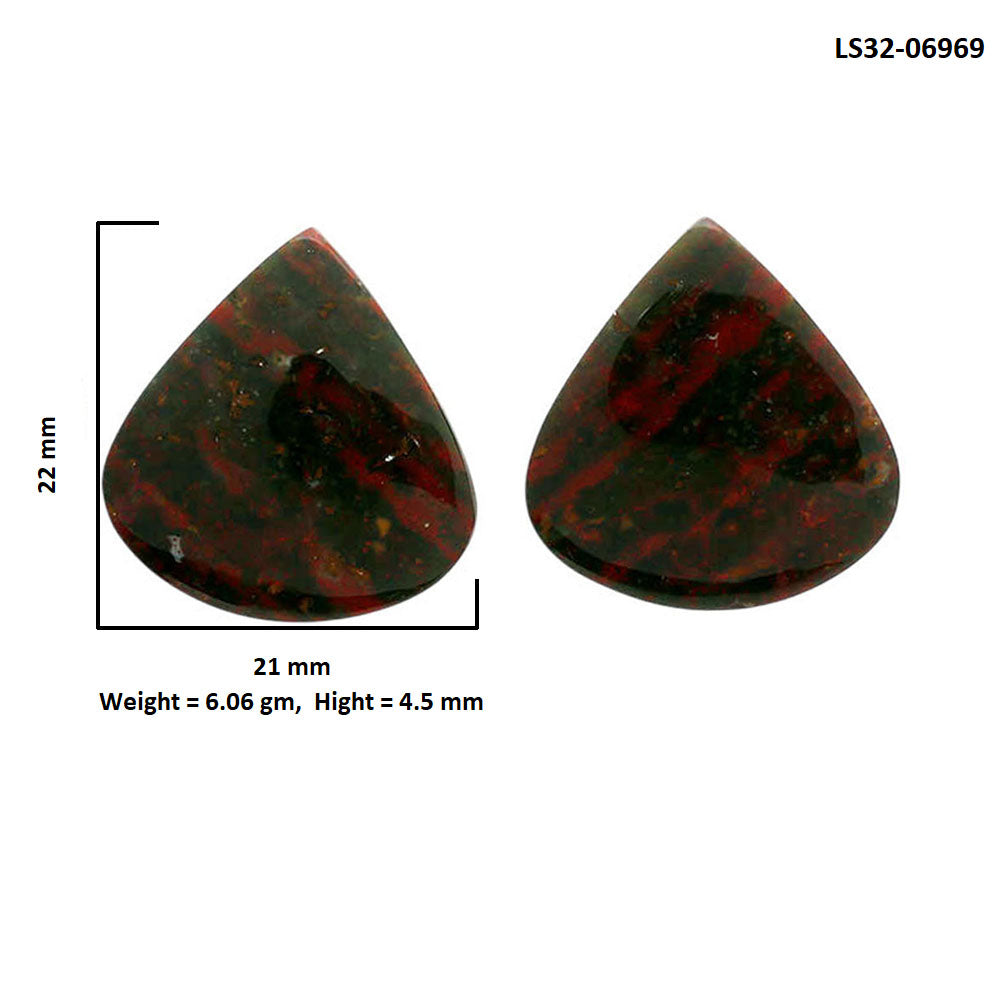 Blood Stone Pair 21x22x4.5 mm Heart Shape Polished Gemstone LS32-06969