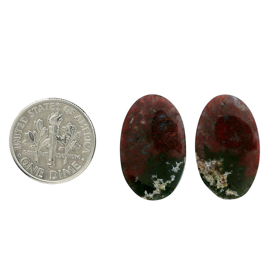 Blood Stone Pair 13.5x21.7x4 mm Oval Shape Polished Gemstone LS32-06972