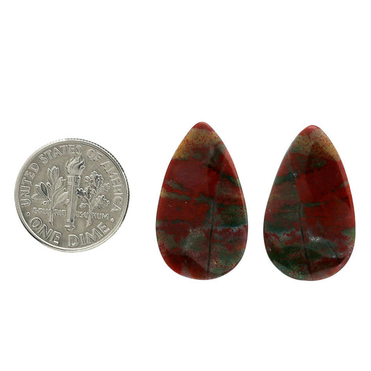 Blood Stone Pair 14.2x24.2x4.3 mm Pear Shape Polished Gemstone LS32-06973