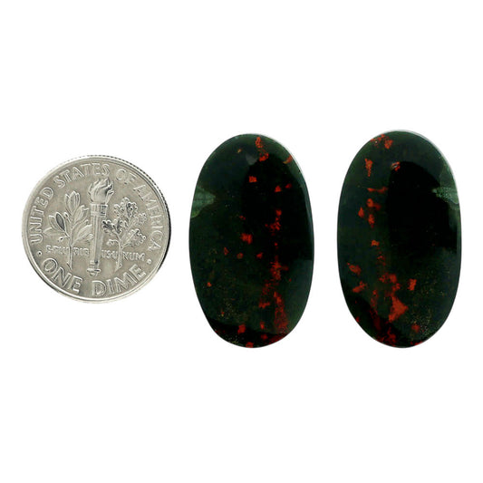Blood Stone Pair 15x25.8x4 mm Oval Shape Polished Gemstone LS32-06977
