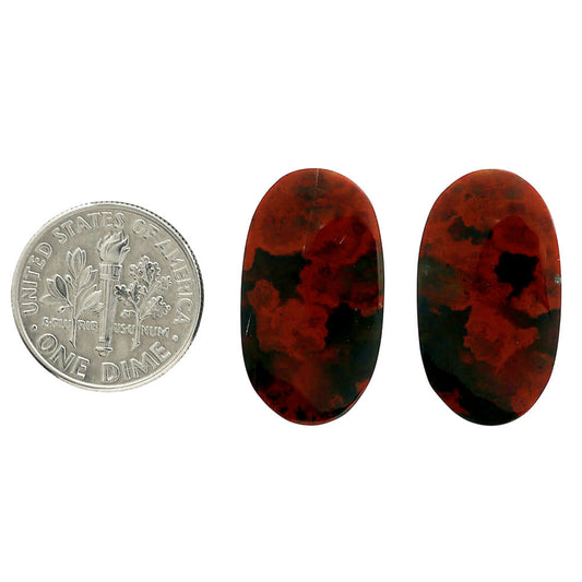 Blood Stone Pair 13.25x23.7x4.5 mm Oval Shape Polished Gemstone LS32-06978