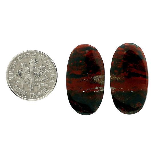Blood Stone Pair 13.2x24.65x4.3 mm Oval Shape Polished Gemstone LS32-06980