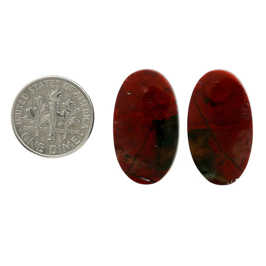Blood Stone Pair 14.1x24.65x4 mm Oval Shape Polished Gemstone LS32-06981
