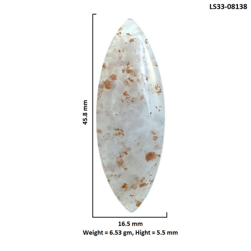 Robinson Ranch Plume Agate 16.5x45.8x5.5 mm Marquise Shape Polished Gemstone LS33-08138