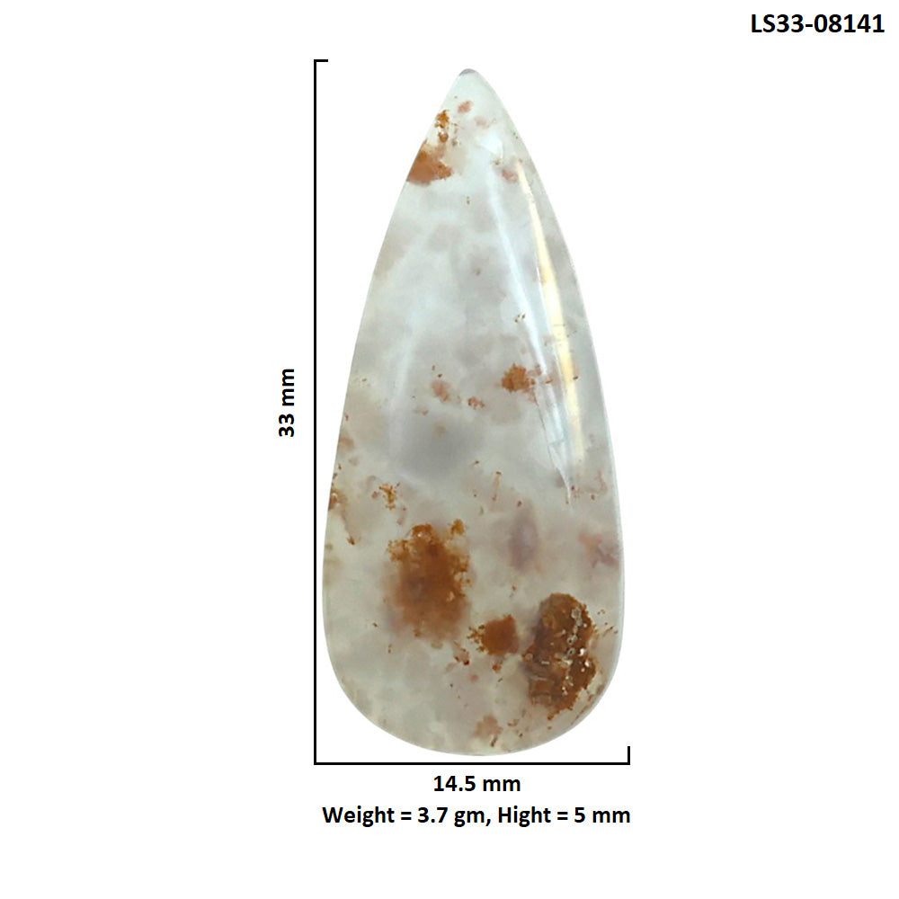 Robinson Ranch Plume Agate 14.5x33x5 mm Pear Shape Polished Gemstone LS33-08141