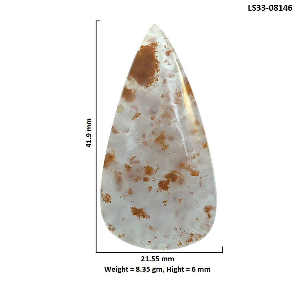 Robinson Ranch Plume Agate 21.55x41.9x6 mm Pear Shape Polished Gemstone LS33-08146