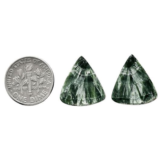 Russian Seraphinite Pair 16.3x18x4 mm Fancy Shape Polished Gemstone LS35-04381