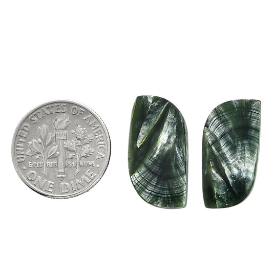 Russian Seraphinite Pair 10.3x21.2x3.5 mm Fancy Shape Polished Gemstone LS35-04383