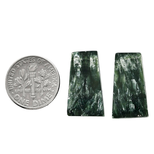 Russian Seraphinite Pair 11.8x21.1x4.3 mm Fancy Shape Polished Gemstone LS35-04386