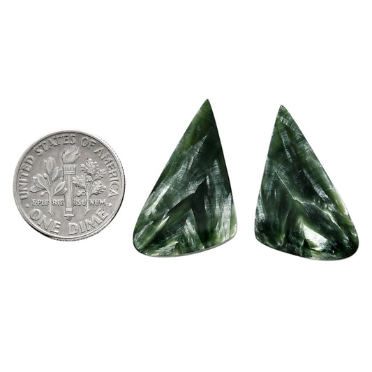 Russian Seraphinite Pair 15x26.5x3.5 mm Fancy Shape Polished Gemstone LS35-04389