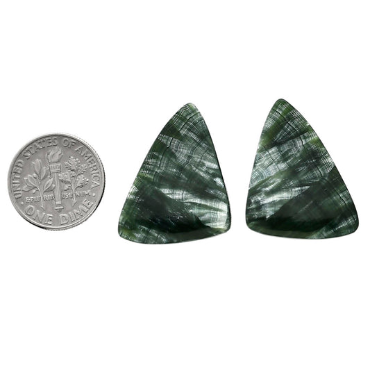Russian Seraphinite Pair 19.1x27.5x4 mm Fancy Shape Polished Gemstone LS35-04390
