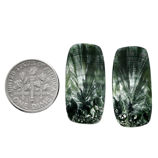 Russian Seraphinite Pair 13x26.2x4 mm Cushion Shape Polished Gemstone LS35-04395