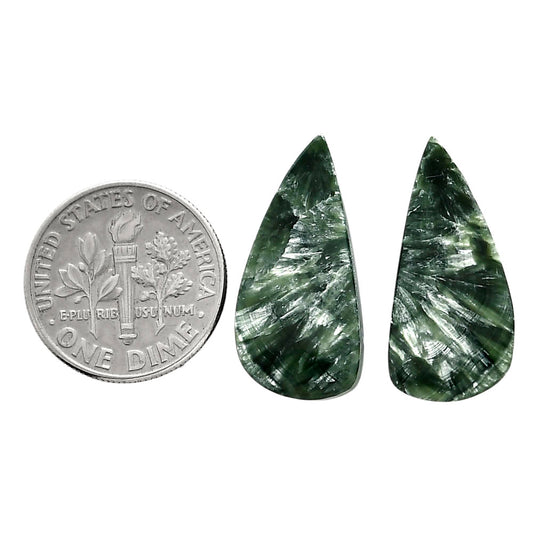 Russian Seraphinite Pair 11x23.3x4 mm Fancy Shape Polished Gemstone LS35-04400