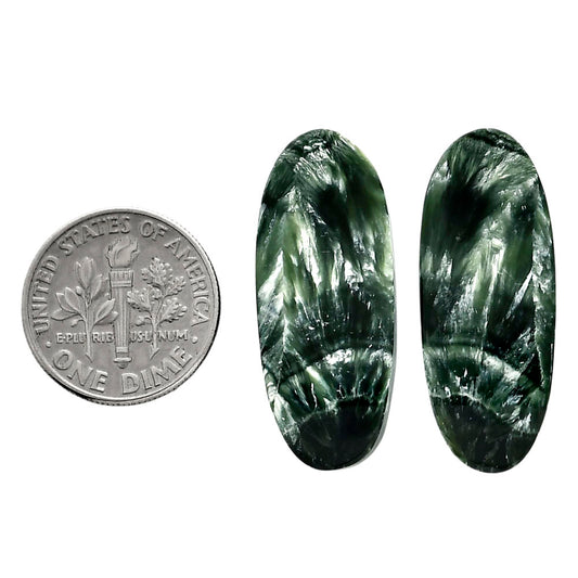 Russian Seraphinite Pair 12.25x30.5x4 mm Oval Shape Polished Gemstone LS35-04404
