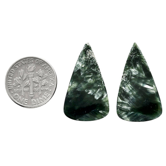 Russian Seraphinite Pair 15.6x27x4 mm Pear Shape Polished Gemstone LS35-04406