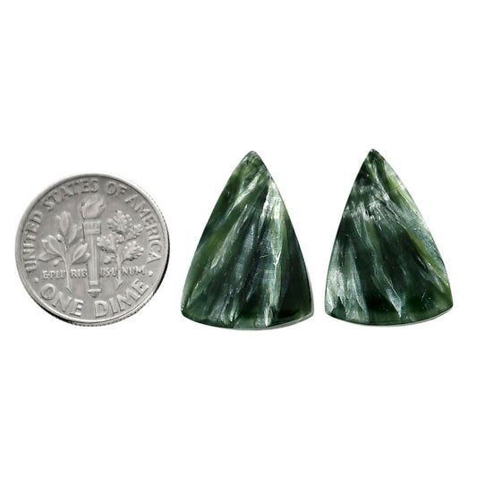 Russian Seraphinite Pair 14.8x20.5x4.5 mm Fancy Shape Polished Gemstone LS35-04415