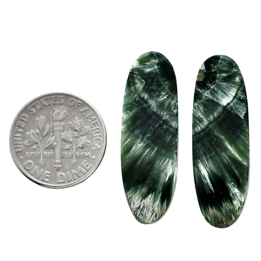 Russian Seraphinite Pair 10.5x31.5x4 mm Oval Shape Polished Gemstone LS35-04424