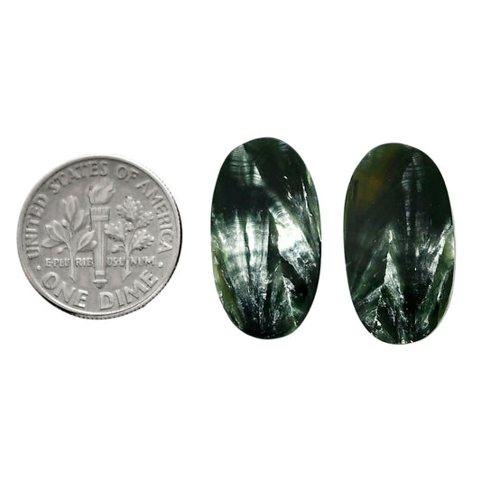 Russian Seraphinite Pair 12x21.6x4 mm Oval Shape Polished Gemstone LS35-04426