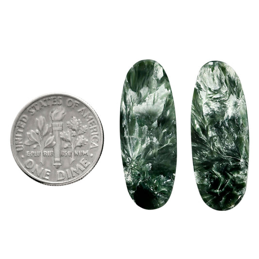 Russian Seraphinite Pair 11x28.4x4.5 mm Oval Shape Polished Gemstone LS35-04429