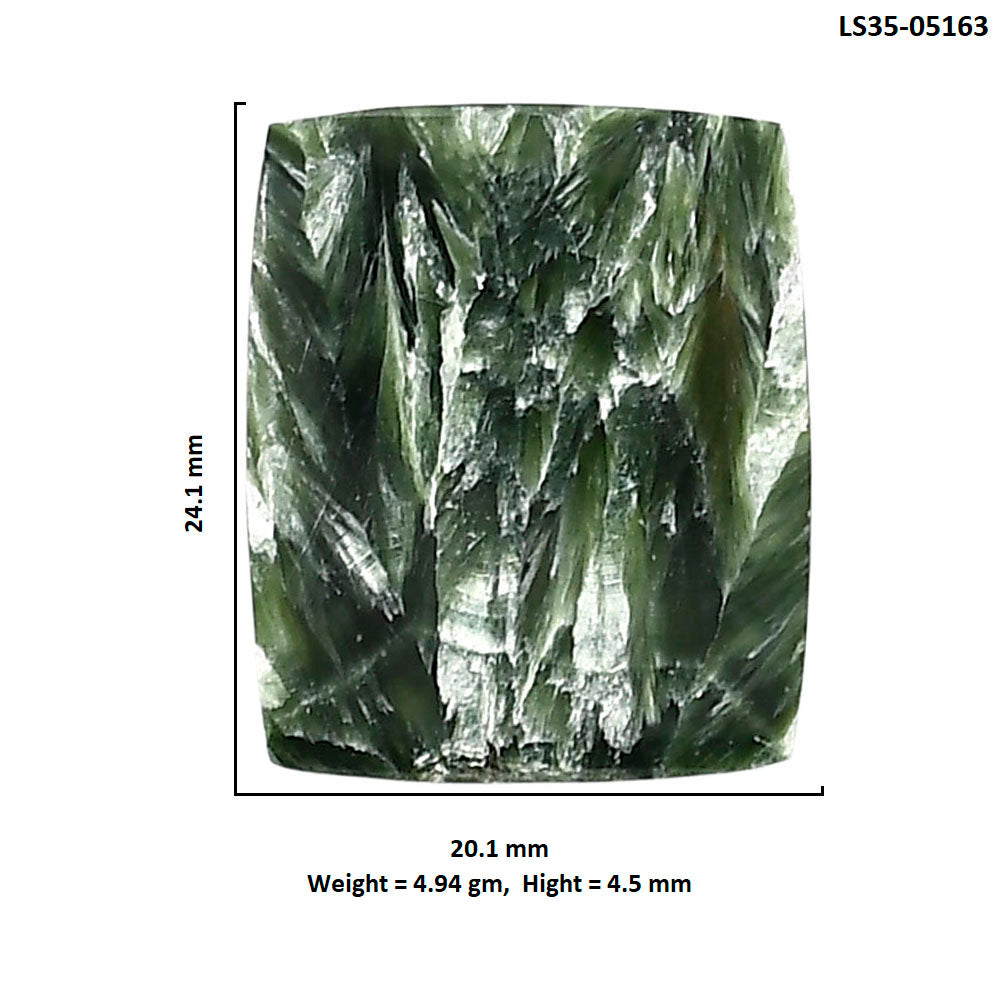 Russian Seraphinite 20.1x24.1x4.5 mm Baguette Shape Polished Gemstone LS35-05163