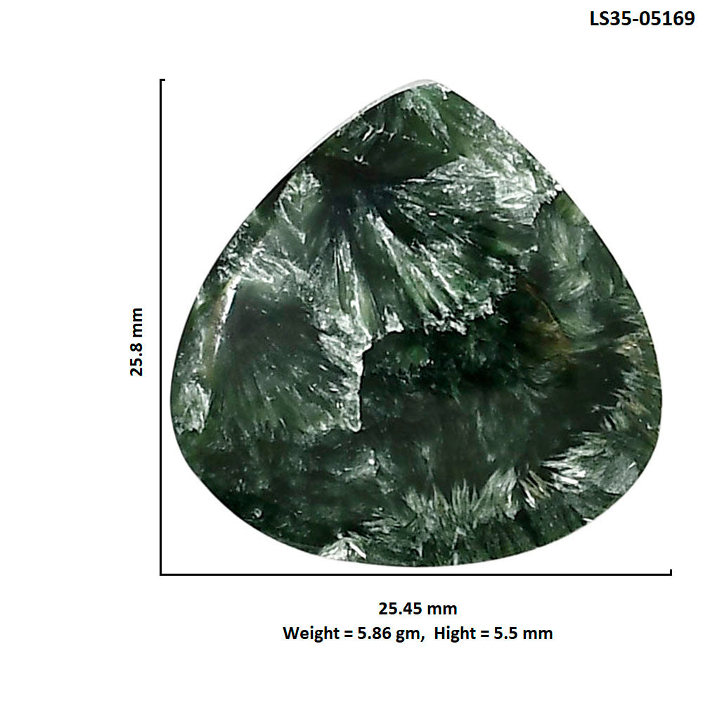 Russian Seraphinite 25.45x25.8x5.5 mm Heart Shape Polished Gemstone LS35-05169