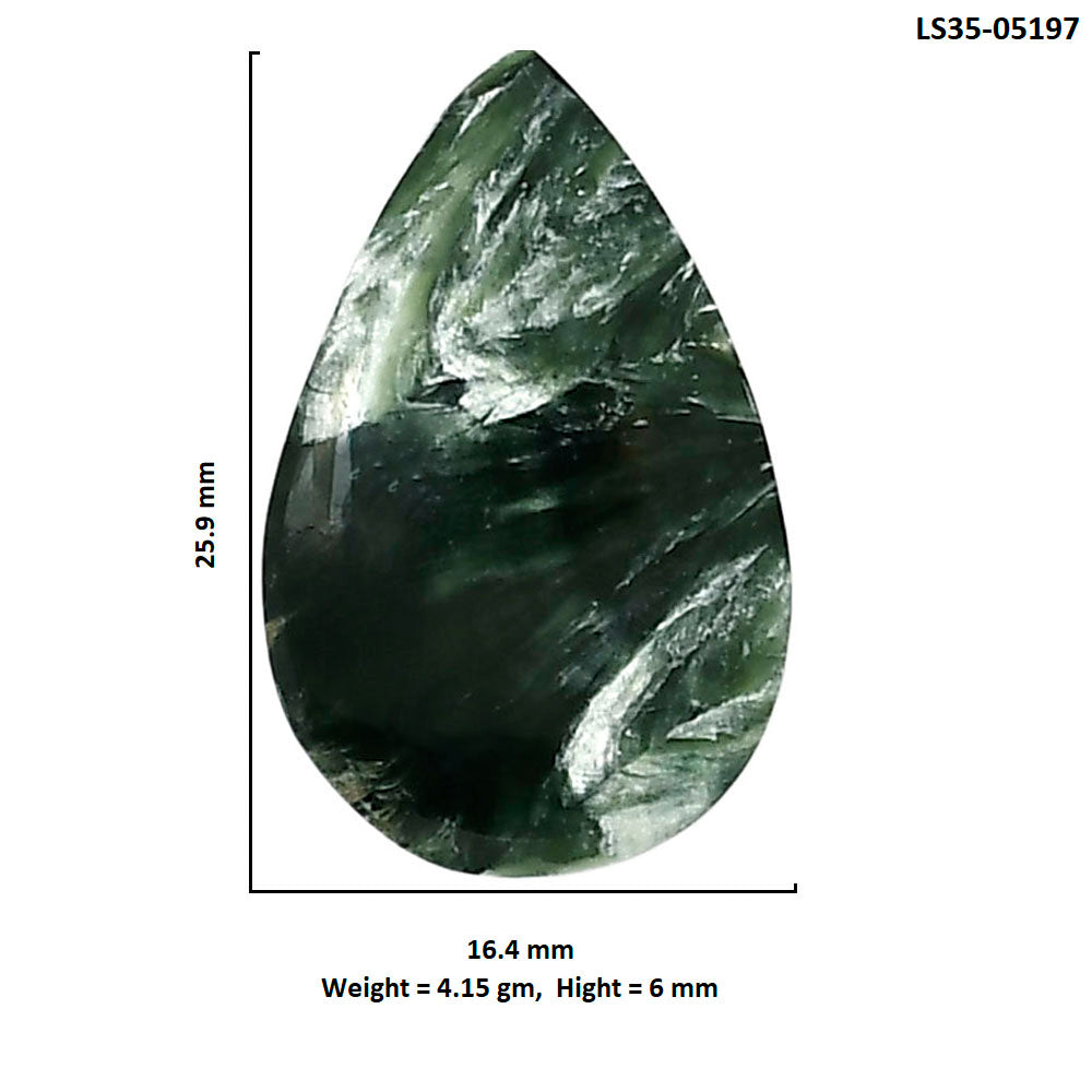 Russian Seraphinite 16.4x25.9x6 mm Pear Shape Polished Gemstone LS35-05197