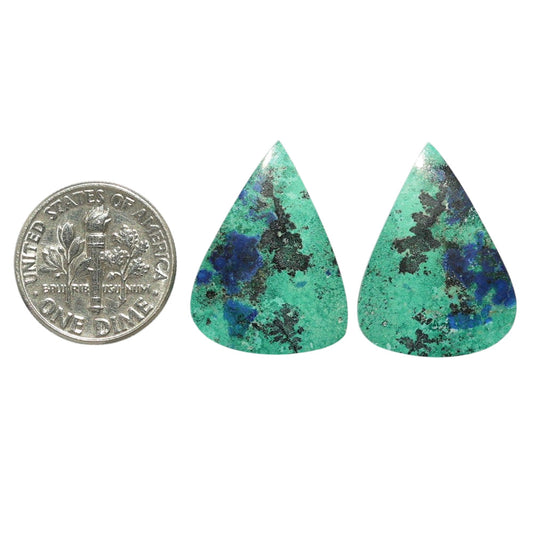 Azurite Chrysocolla Pair 17.1x23.15x3.5 mm Pear Shape Polished Gemstone LS37-07397