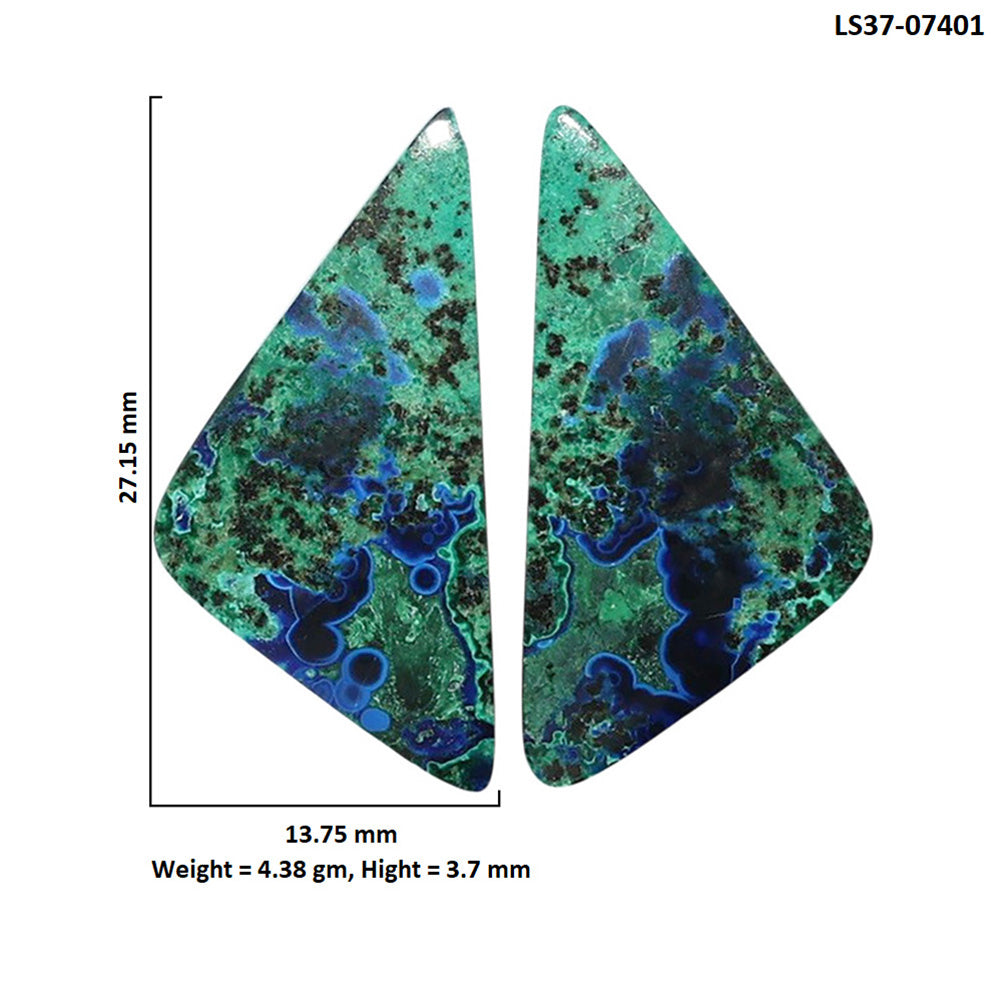 Azurite Chrysocolla Pair 13.75x27.15x3.7 mm Fancy Shape Polished Gemstone LS37-07401