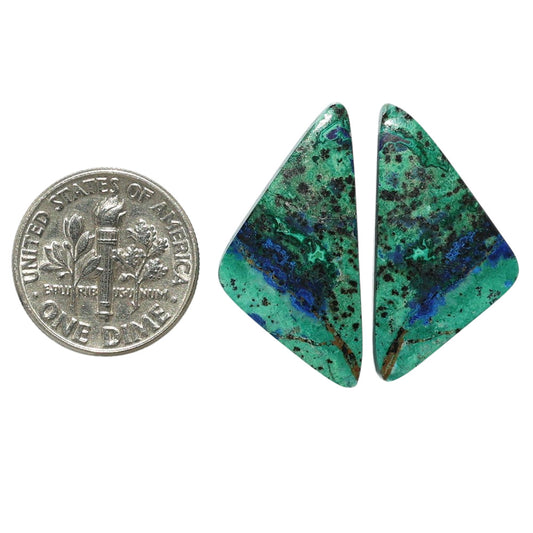 Azurite Chrysocolla Pair 13.5x26.5x3.7 mm Fancy Shape Polished Gemstone LS37-07419