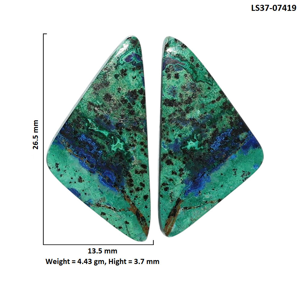 Azurite Chrysocolla Pair 13.5x26.5x3.7 mm Fancy Shape Polished Gemstone LS37-07419