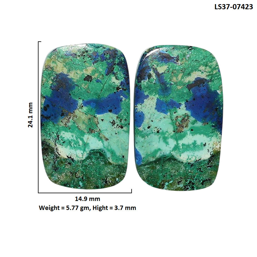 Azurite Chrysocolla Pair 14.9x24.1x3.7 mm Fancy Shape Polished Gemstone LS37-07423