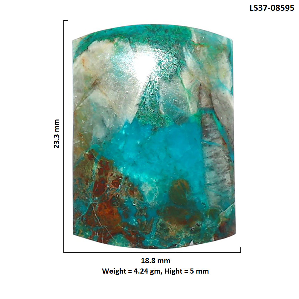 Azurite Chrysocolla 18.8x23.3x5 mm Baguette Shape Polished Gemstone LS37-08595