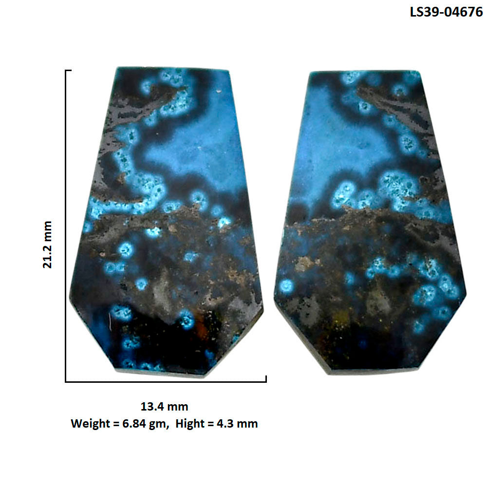 Shattuckite Pair 13.4x21.2x4.3 mm Fancy Shape Polished Gemstone LS39-04676