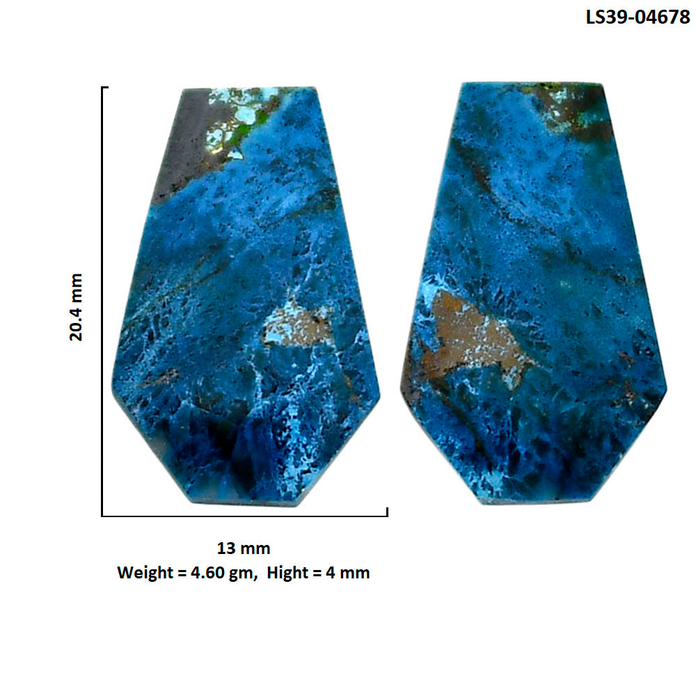 Shattuckite Pair 13x20.4x4 mm Fancy Shape Polished Gemstone LS39-04678