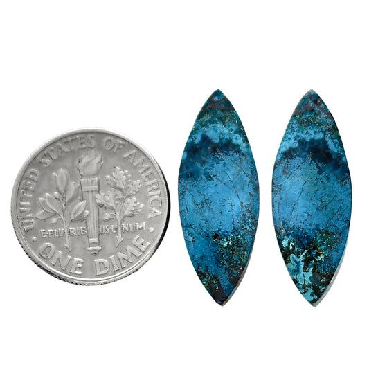 Shattuckite Pair 9x24.2x4.8 mm Fancy Shape Polished Gemstone LS39-04679
