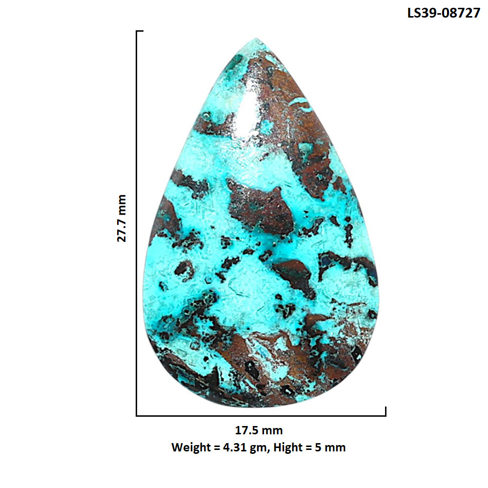 Shattuckite 17.5x27.7x5 mm Pear Shape Polished Gemstone LS39-08727