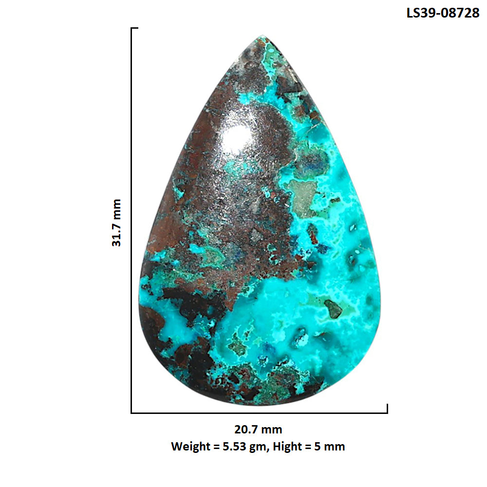Shattuckite 20.7x31.7x5 mm Pear Shape Polished Gemstone LS39-08728