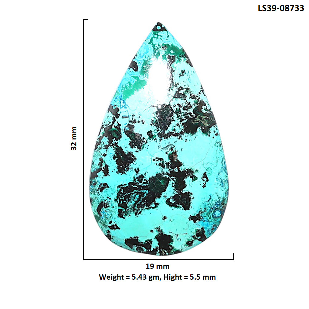 Shattuckite 19x32x5.5 mm Pear Shape Polished Gemstone LS39-08733