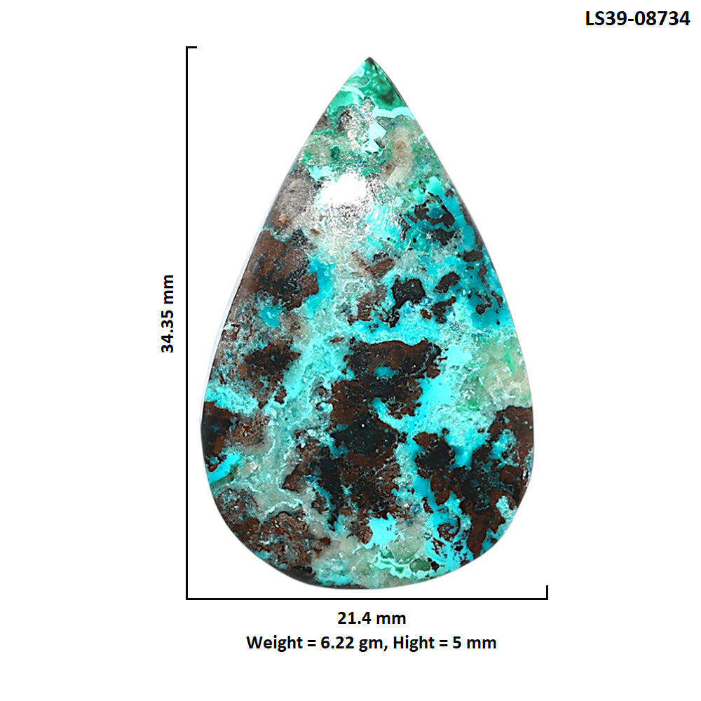Shattuckite 21.4x34.35x5 mm Pear Shape Polished Gemstone LS39-08734