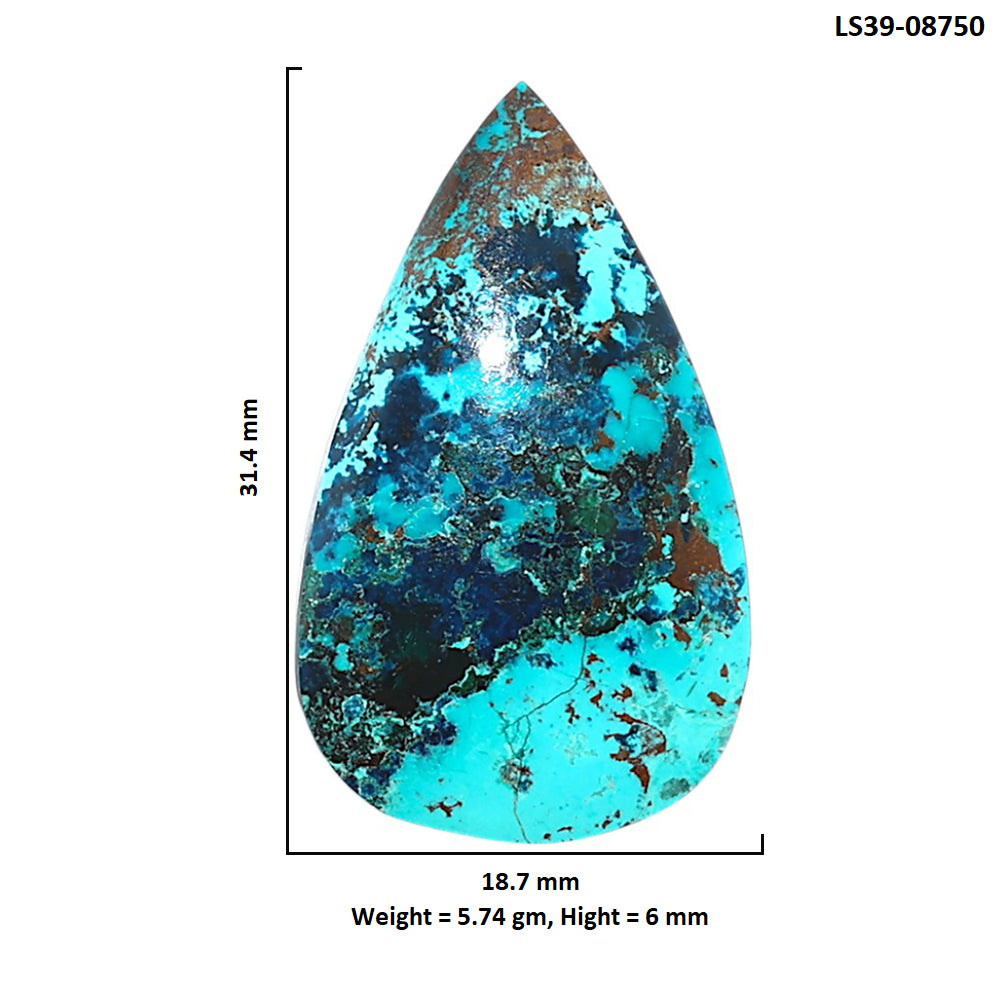 Shattuckite 18.7x31.4x6 mm Pear Shape Polished Gemstone LS39-08750
