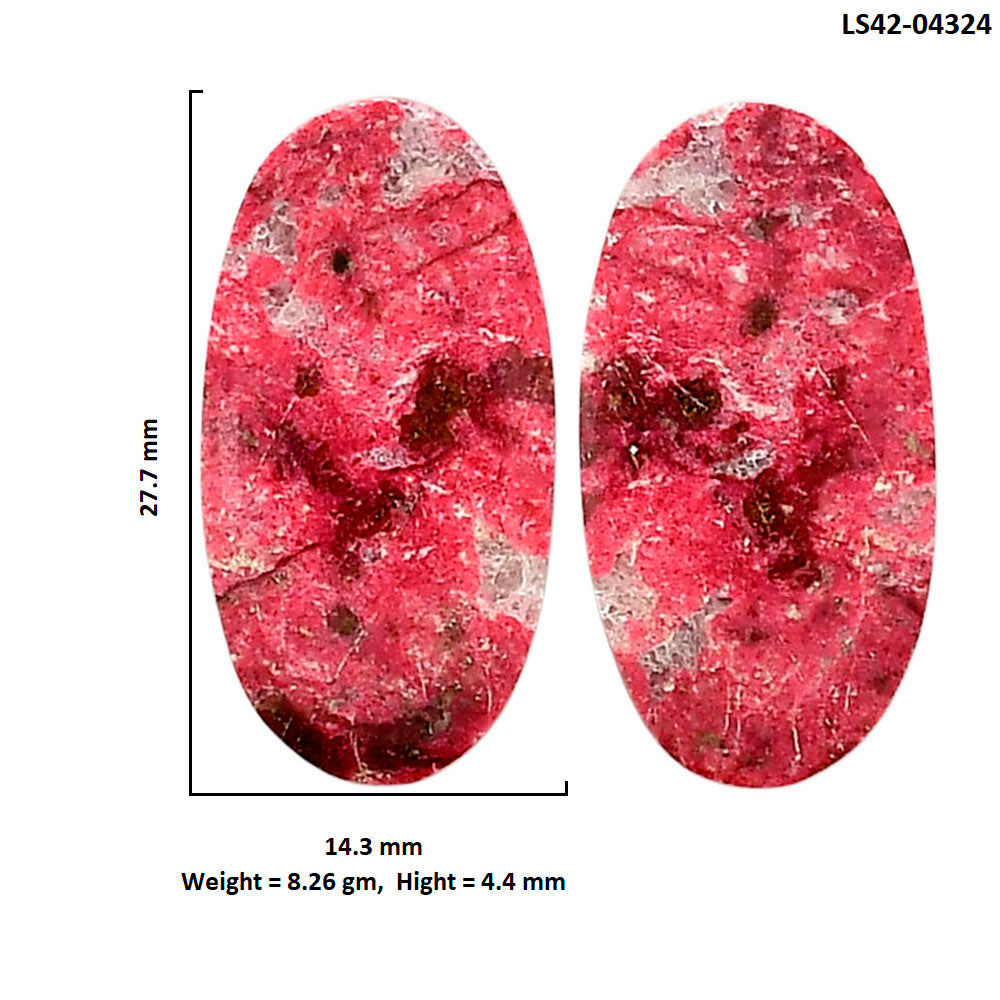 Pink Thulite Pair 14.3x27.7x4.4 mm Oval Shape Polished Gemstone LS42-04324