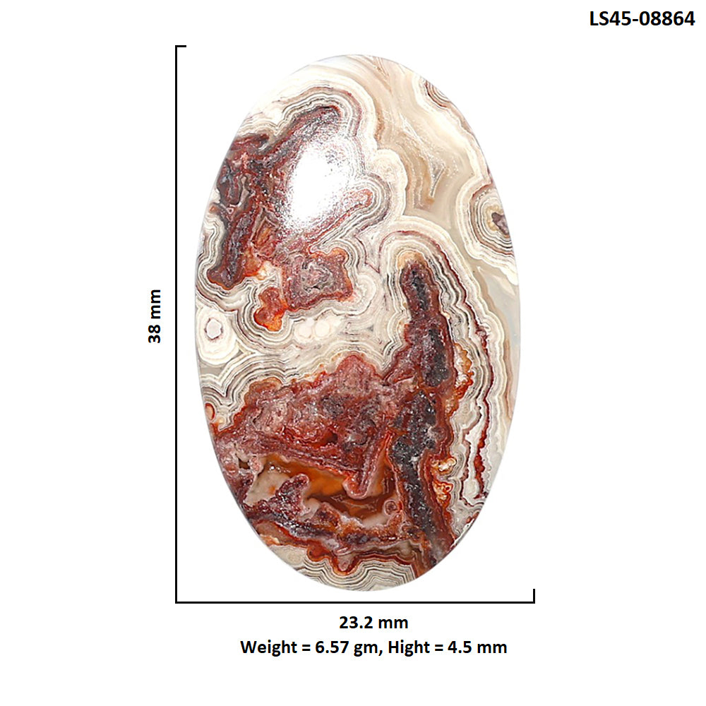 Laguna Lace Agate 23.2x38x4.5 mm Oval Shape Polished Gemstone LS45-08864